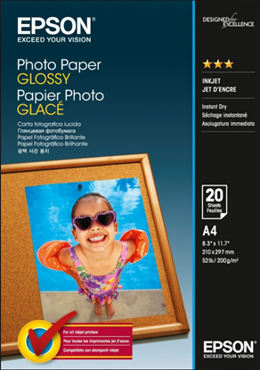 Изображение Бумага Epson A4 Photo Paper, (25л, 200г/м2, глянцевая, для повседневной струйной фотопечати)