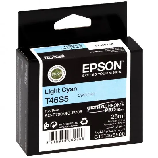 Зображення Картридж cтруменевий Epson Singlepack T46S5 Light Cyan для SureColor SC-P700, 25 мл (C13T46S500)