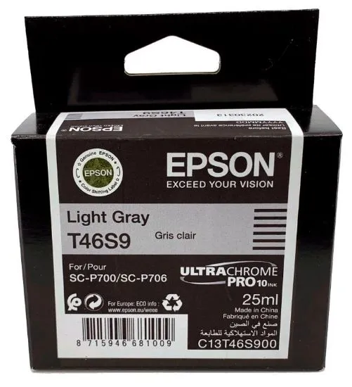 Зображення Картридж cтруменевий Epson Singlepack T46S9 Light Gray для SureColor SC-P700, 25 мл (C13T46S900)