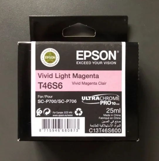 Зображення Картридж cтруменевий Epson Singlepack T46S6 Vivid Light Magenta для SureColor SC-P700, 25 мл (C13T46S60N)
